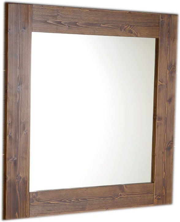 Sapho Spiegel met Houten Frame Brand 80x80 cm Gebeitst Sparrenhout