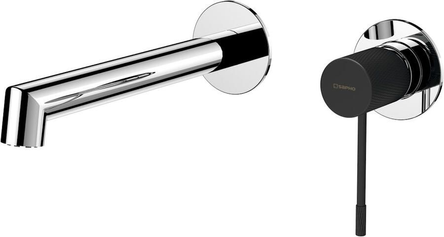 Sapho Wastafel Mengkraan 2-gats Hangend Hoog Solaris Chroom Mat Zwart