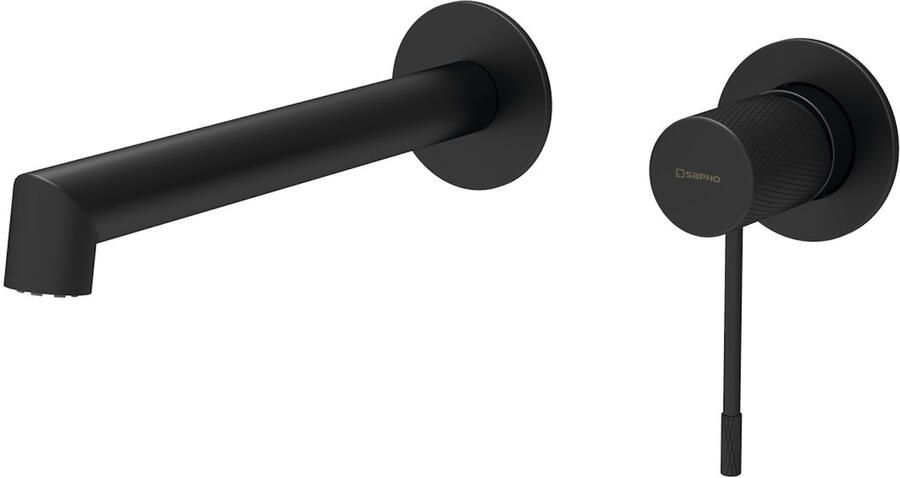 Sapho Wastafel Mengkraan 2-gats Hangend Hoog Solaris Mat Zwart