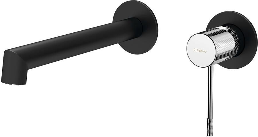 Sapho Wastafel Mengkraan 2-gats Hangend Hoog Solaris Mat Zwart Chroom