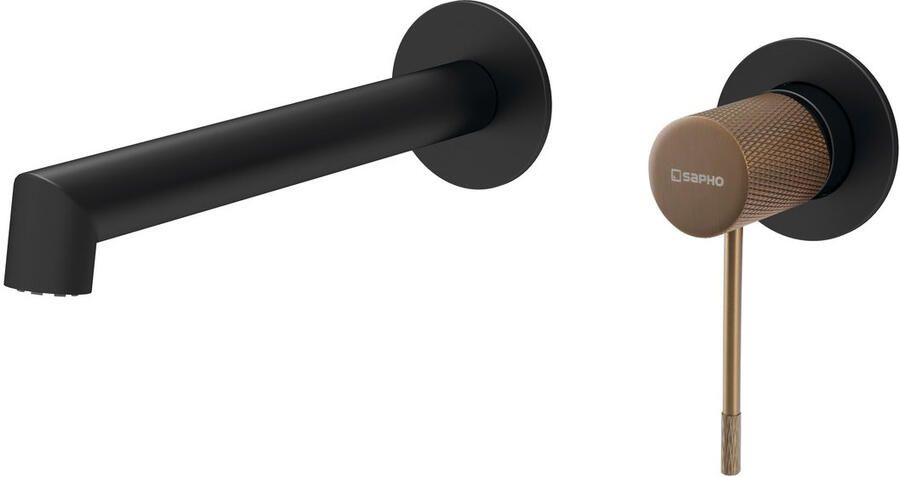 Sapho Wastafel Mengkraan 2-gats Hangend Hoog Solaris Mat Zwart Koper