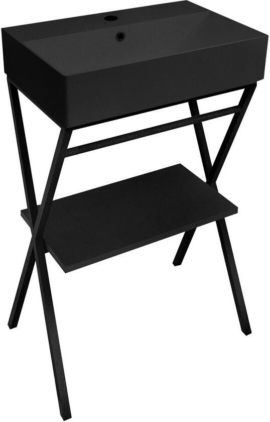 Sapho Wastafel met Onderplank Puno 60x88x42 cm Zwart