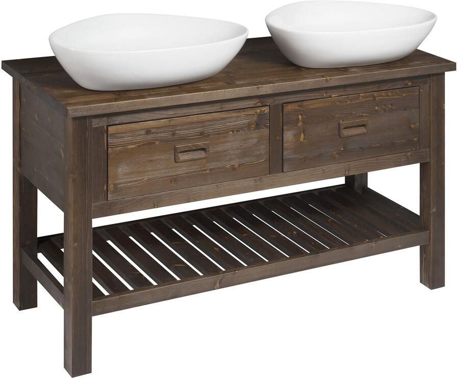 Sapho Wastafelkast Brand 130x73x50 cm Gebeitst Sparrenhout