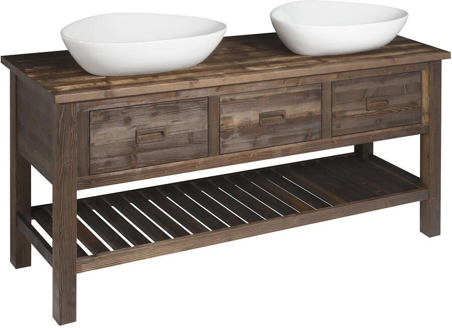 Sapho Wastafelkast Brand 160x73x50 cm Gebeitst Sparrenhout