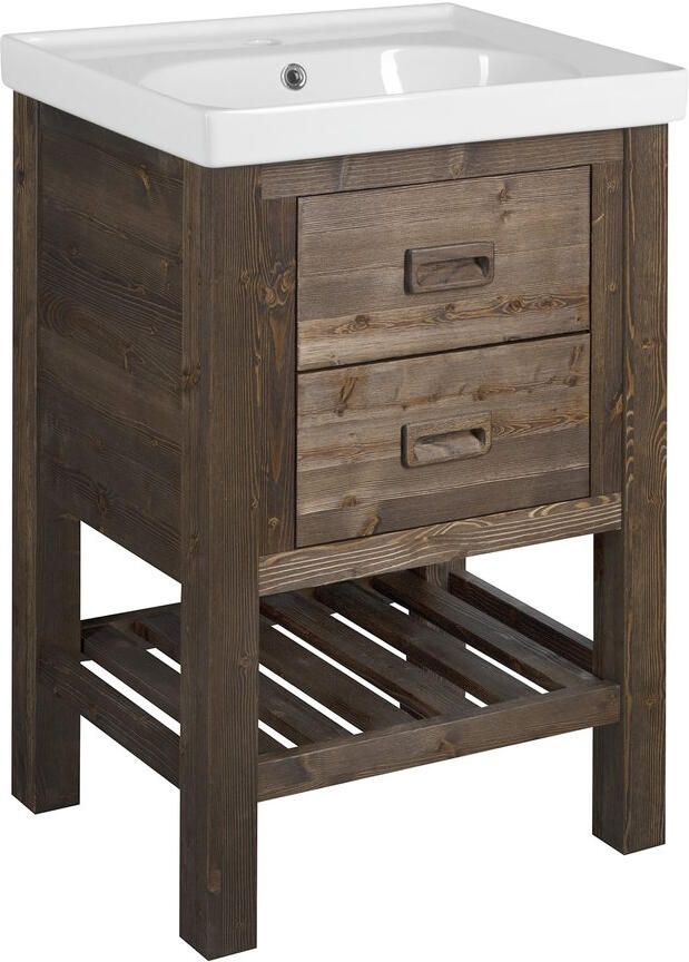 Sapho Wastafelkast Brand 56x83x43 cm Gebeitst Sparrenhout