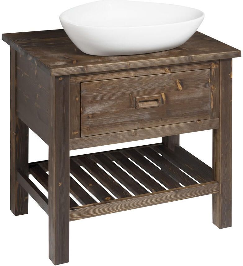 Sapho Wastafelkast Brand 80x73x50 cm Gebeitst Sparrenhout