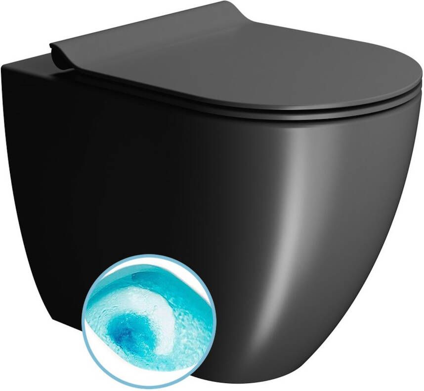 Sapho Toilet Closet Swirlflush S-Trap P-Trap Pura 36x55 Mat Zwart