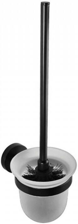 Sapho Toiletborstelhouder X-Round Hangend 9.5x37 cm Mat Zwart Melkglas