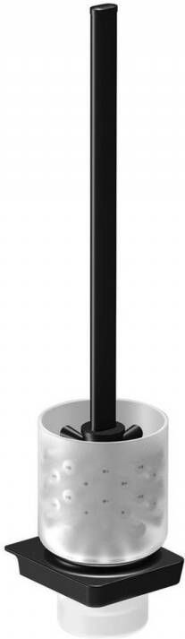 Sapho Toiletborstelhouder Zen Black Hangend 8.3x41.1 cm Zwart Melkglas