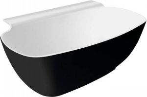 Polysan Nigra half vrijstaand bad composiet 158x80 cm bicolor wit zwart