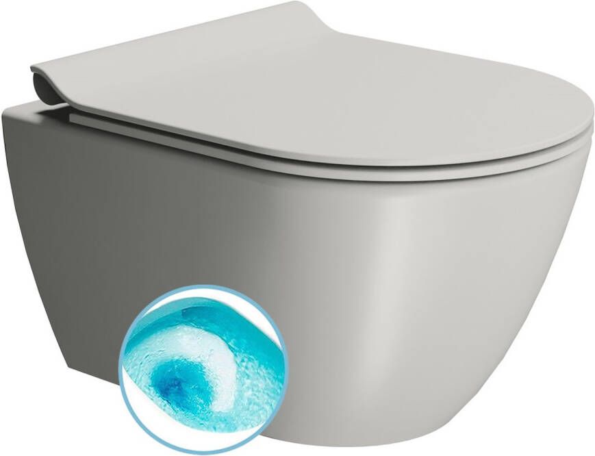 Sapho Wand Toilet Swirlflush Pura 36x50 cm Mat Licht Grijs