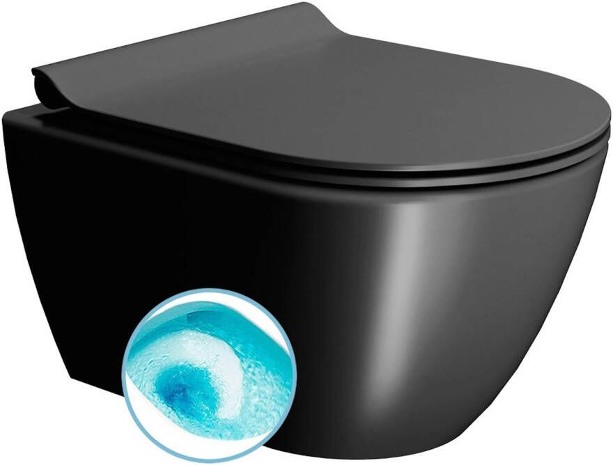 Sapho Wand Toilet Swirlflush Pura 36x50 cm Mat Zwart