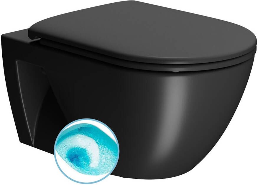 Sapho Wand Toilet Swirlflush Pura Eco 36x55 cm Mat Zwart