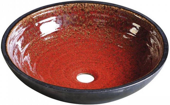 Sapho Atilla keramiek waskom diameter 42.5 cm bordeaux rood