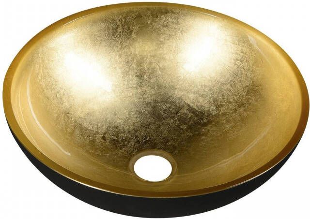 Sapho Murano Bicolor glas waskom diameter 40 cm zwart goud