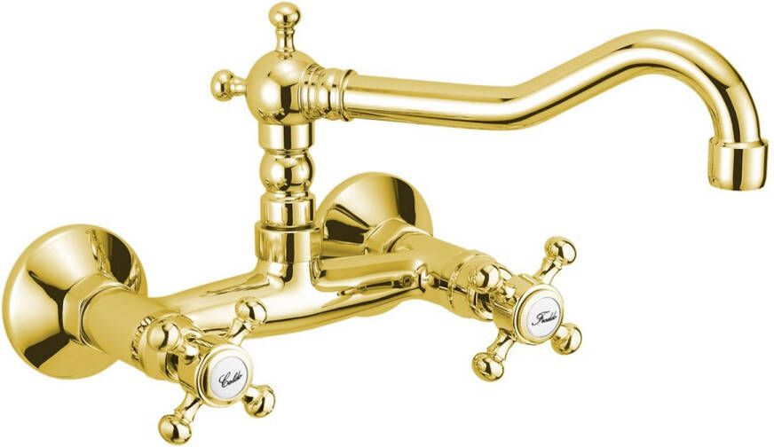 Sapho Wastafelkraan Muurbevestiging Mengkraan Hoog Antea Goud