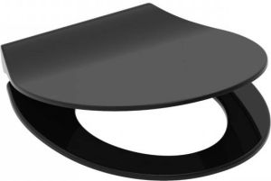 Schutte Toiletzitting Slim Black Ultra Dun Afklikbaar Soft Close Zwart Verstelbaar HoH 7 tot 19 cm