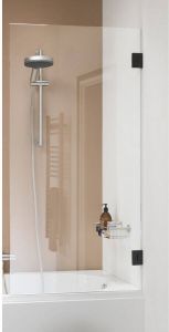 Sealskin I AM badwand 1 delig 750 breed 1600 hoog Mat zwart helder glas met antikalk SK010755195100