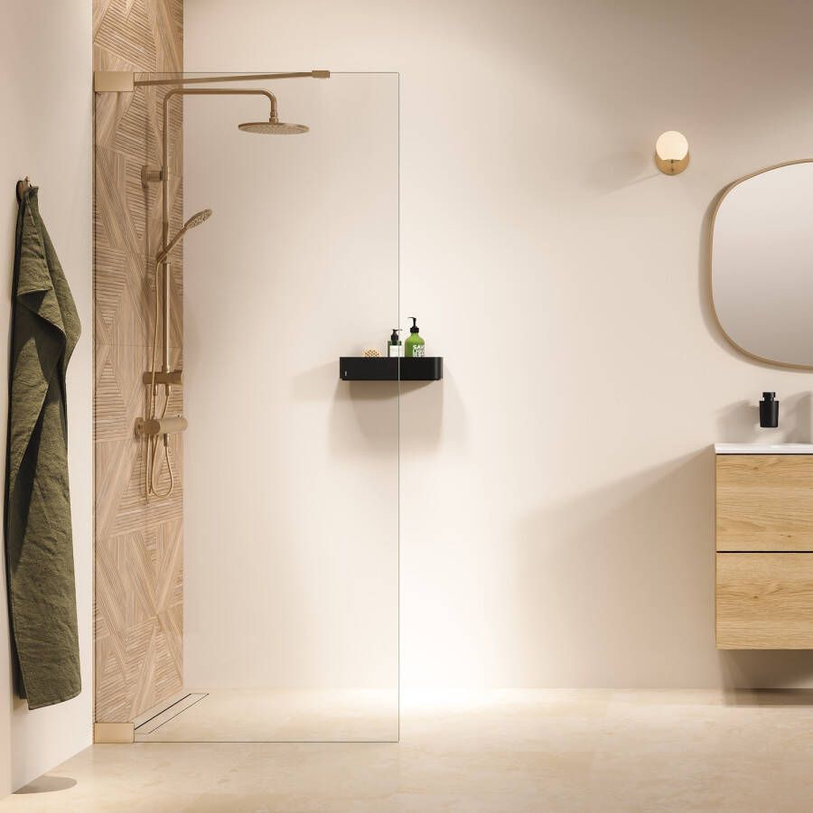 Sealskin Pure Inloopdouche type A3 100x200 cm 8 mm helder veiligheidsglas met antikalklaag Geborsteld goud PU011006495100