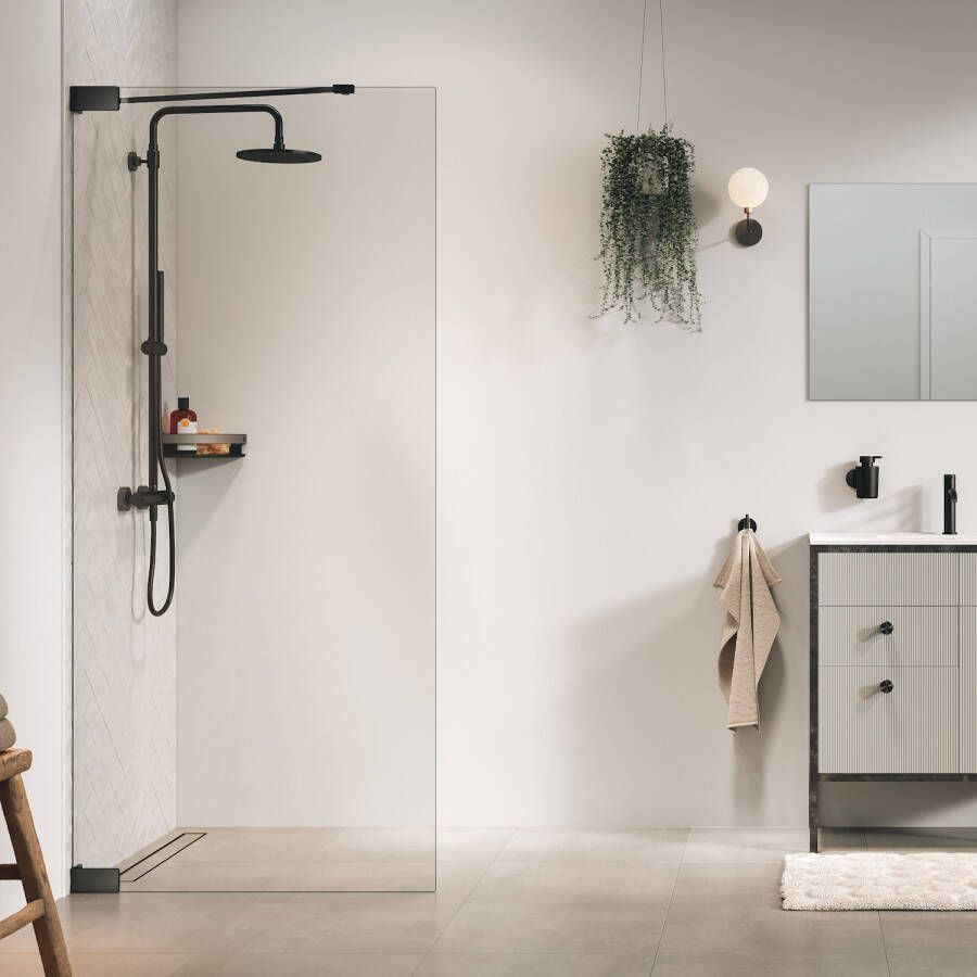 Sealskin Pure Inloopdouche type A3 100x200 cm 8 mm helder veiligheidsglas met antikalklaag Geborsteld gunmetal grijs PU011006145100