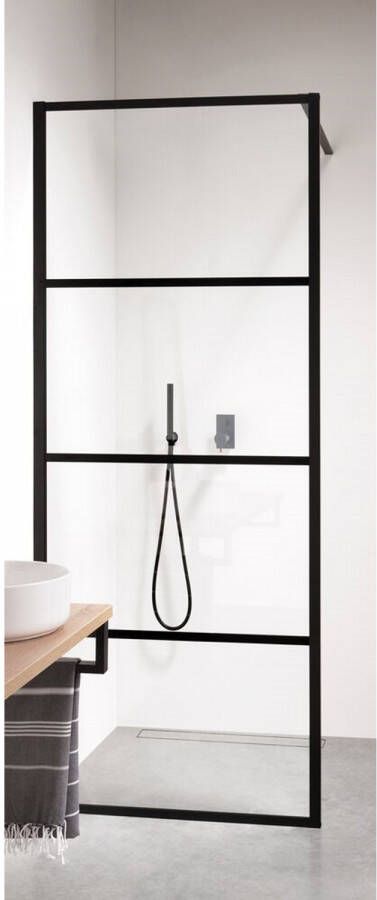 Douche Concurrent Inloopdouche Sealskin Soho 140x210cm Zwart 8mm Helder Glas Veiligheidsglas Seal Coating - Foto 2