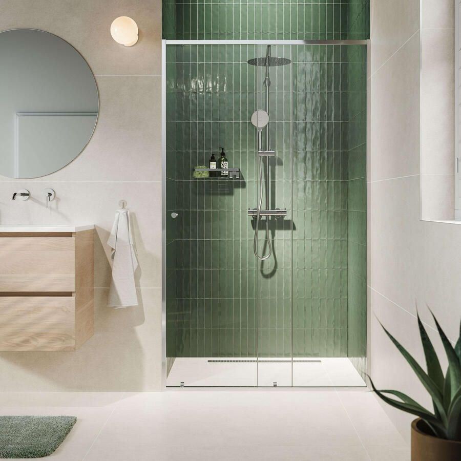 Sealskin Contour Douchecabine met Schuifdeur voor Nis 120 cm 6 mm Helder Glas Zilverhoogglans