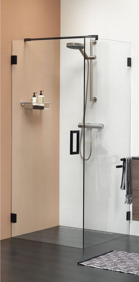 Sealskin I AM Zijwand 100x200cm voor combinatie met swingdeur mat zwart 8mm helder veiligheidsglas met antikalk CCK011006195100