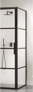 Sealskin Soho zijwand voor combinatie met een draaideur 50x210cm met zwart profiel en helder glas KB010506195100