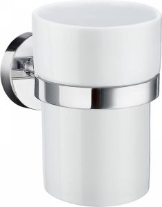 Smedbo Home Bekerhouder met frosted glas 9.8x9.3x7.5cm porcelein Chroom HK343P