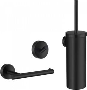 Smedbo Home toiletaccessoireset met toiletrolhouder handdoekhaak en wc-borstelgarnituur zwart mat SMARTP-HB