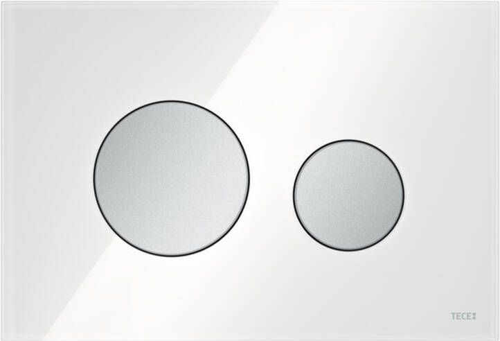 TECE Loop wc-bedieningsplaat van glas voor duospoeling met toetsen mat chroom 22 x 15 x 1 cm wit