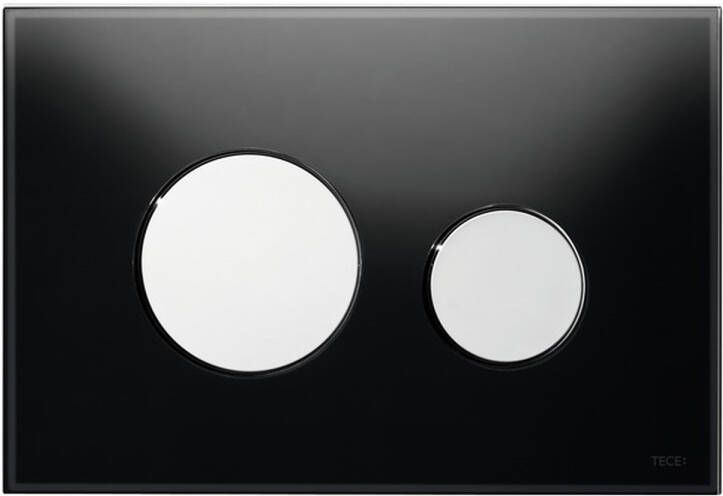 TECE Bedieningsplaat Loop Met Duospoeltechniek Glas Zwart Met Glanzend Chromen Toetsen