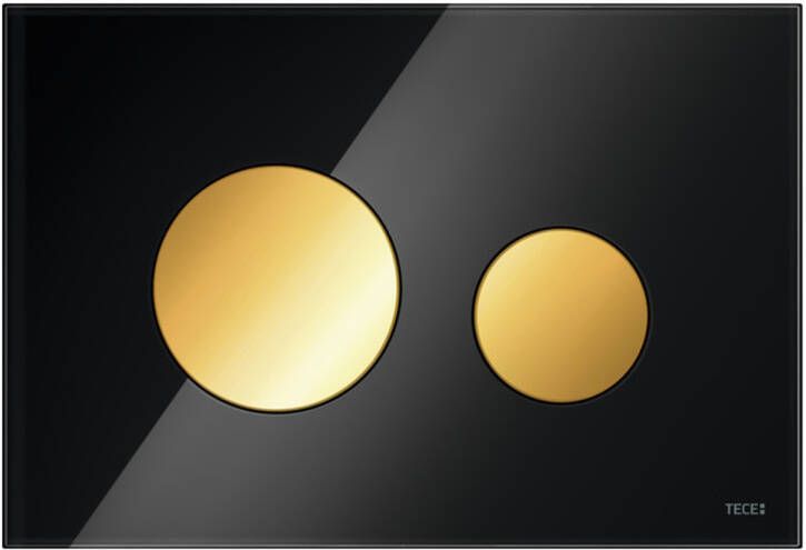 TECE Bedieningsplaat Loop Met Duospoeltechniek Glas Zwart Met Gouden Toetsen