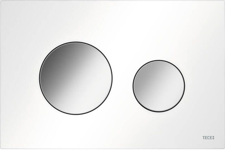 TECE loop wc-bedieningsplaat van kunsstof voor duospoeltechniek met toetsen glanzend chroom 22 x 15 x 0 5 cm wit