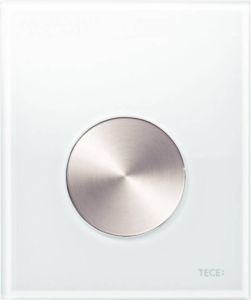 TECE Urinoir Bedieningsplaat Loop Glas Wit 10 4x12 4 cm (met RVS geborstelde toets)