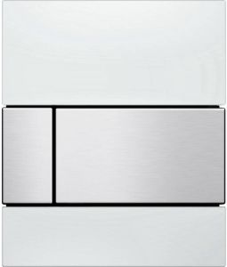 TECE Urinoir Bedieningsplaat Square Glas Wit 10 4x12 4 cm (met RVS toetsen)