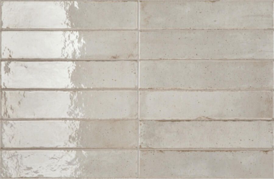 Tegeldepot Wandtegel Ceramic-Apolo Raku 6x27 cm Glans Oyster (Doosinhoud: 0 78 M2)