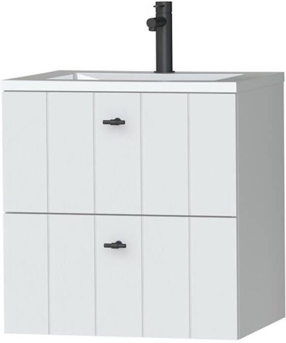 Tiger Maryport Meubelset 60 cm met 2 lades Mat wit incl Quadro wastafel Hoogglans wit 1496008911