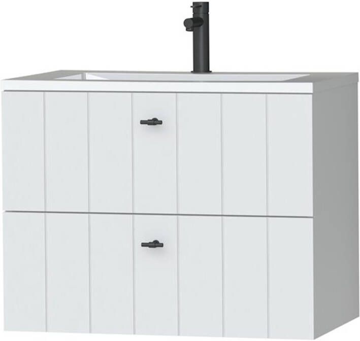 Tiger Maryport Meubelset 80 cm met 2 lades Mat wit incl Quadro wastafel Hoogglans wit 1496018911