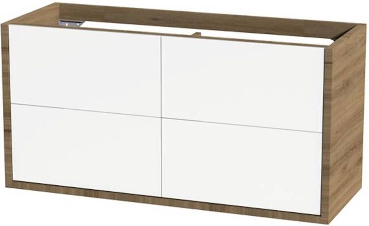 Tiger Boston Wastafelonderkast 120 cm Hoogglans Wit Chalet Eik