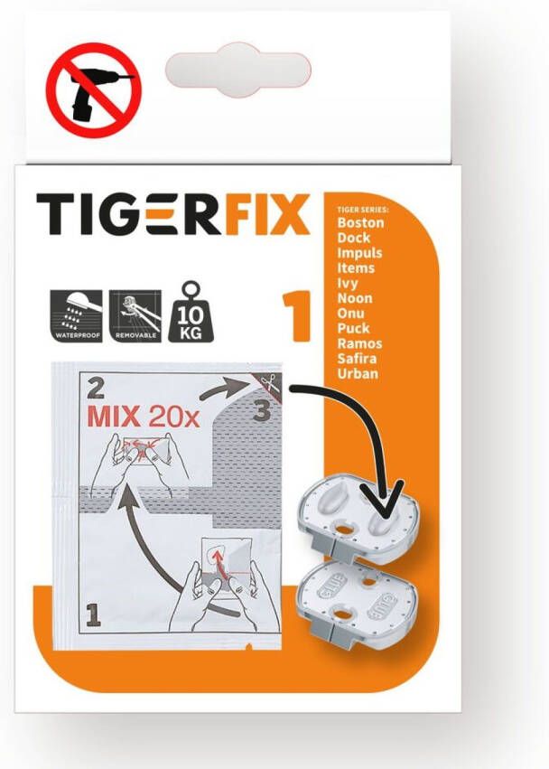 Tiger fix Type 1 set van 2 stuks 4 x 0 6 x 3 5 cm chroom