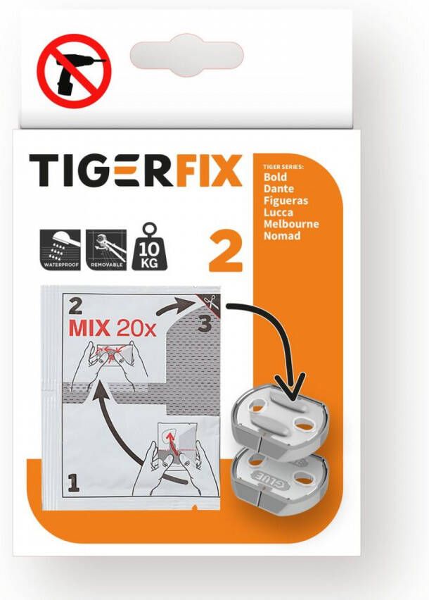 Tiger Fix type 2 set van 2 stuks 3 x 0 6 x 2 9 cm chroom