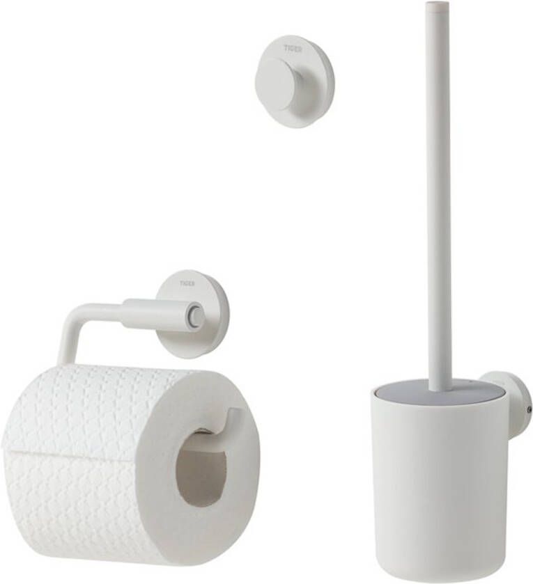 Tiger Toiletaccessoireset Urban Met Toiletborstel Toiletrolhouder en Handdoekhaak Wit