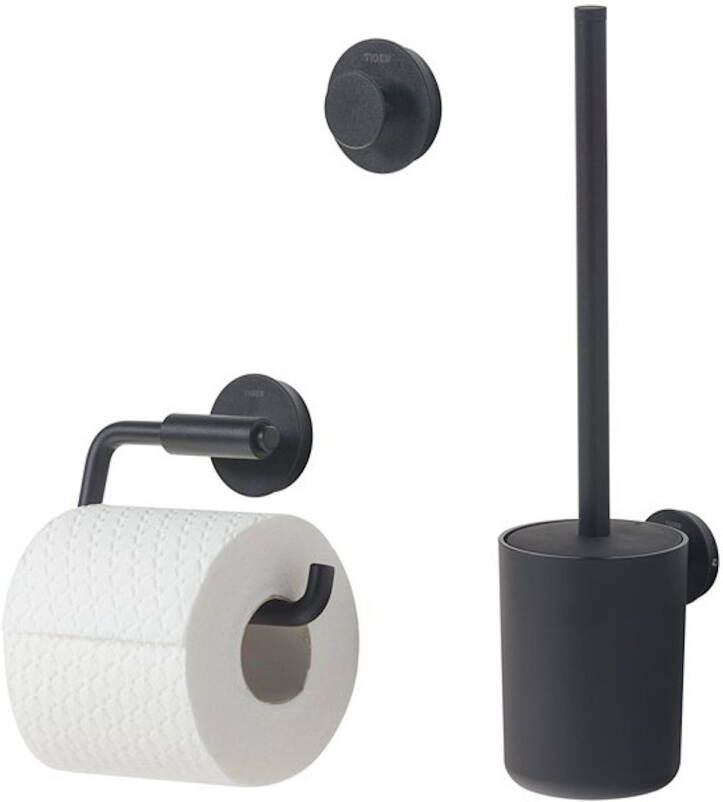 Tiger Toiletaccessoireset Urban Met Toiletborstel Toiletrolhouder en Handdoekhaak Zwart