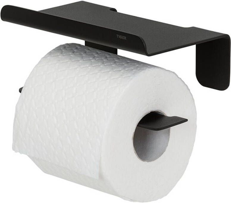 Tiger Tweedekans Colar toiletrolhouder met planchet zwart 04904