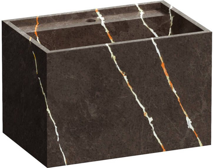 IChoice Cube wastafel 60x45 7x40cm marmerlook 1 kraangat Copper Brown