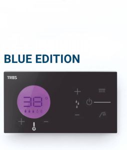 Tres Shower Technology Blue Edition thermostaatregeling electronisch 2-weg inbouw zwart chroom