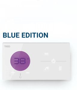 Tres Shower Technology Blue Edition thermostaatregeling electronisch 3-weg inbouw wit chroom