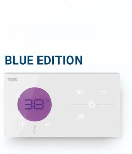 Tres Shower Technology Blue Edition thermostaatregeling electronisch 3-weg inbouw wit chroom