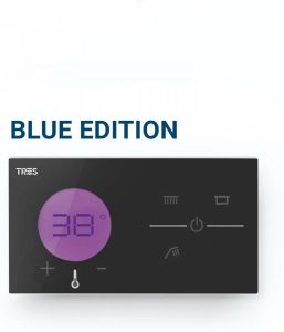 Tres Shower Technology Blue Edition thermostaatregeling electronisch 3-weg inbouw zwart chroom